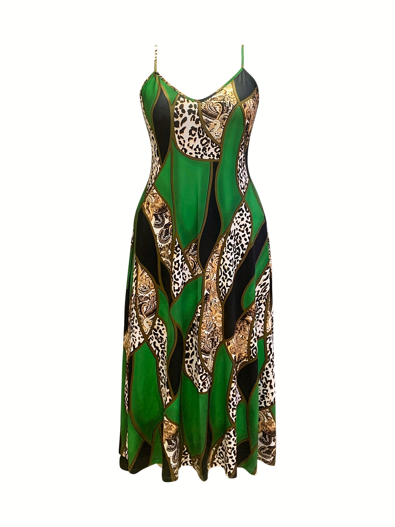  Leopard & Baroque Print Maxi Dress