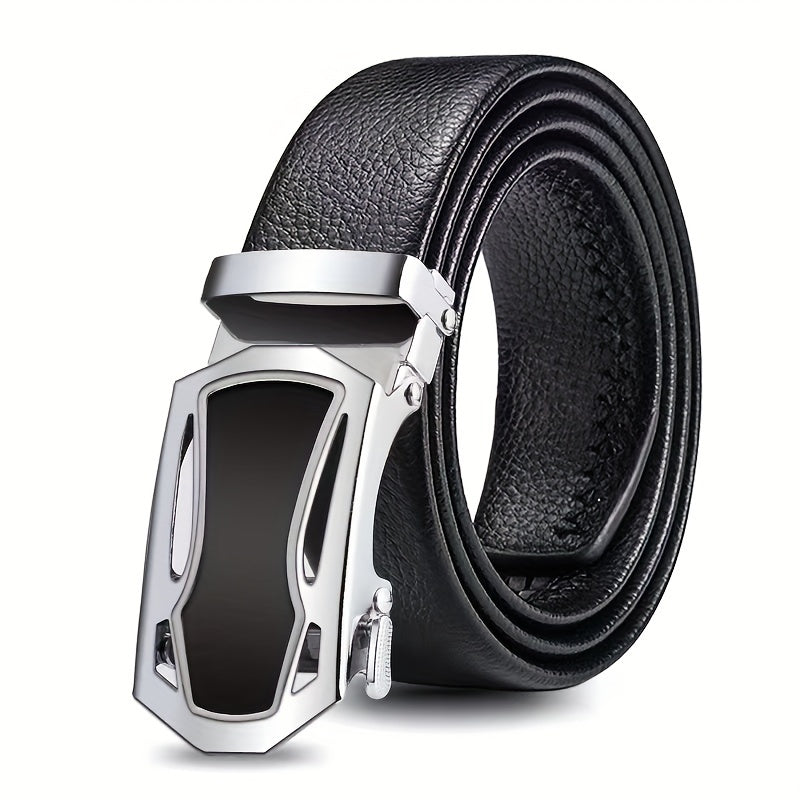 Men's Automatic Buckle Belt PU Leather Business Suit Waist Strap