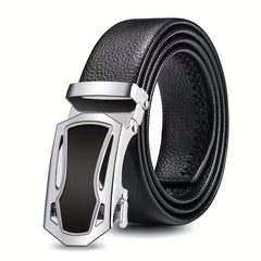 Men's Automatic Buckle Belt PU Leather Business Suit Waist Strap
