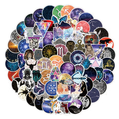 100pcs Zodiac Sign Stickers for Water Bottles Laptops Skateboards