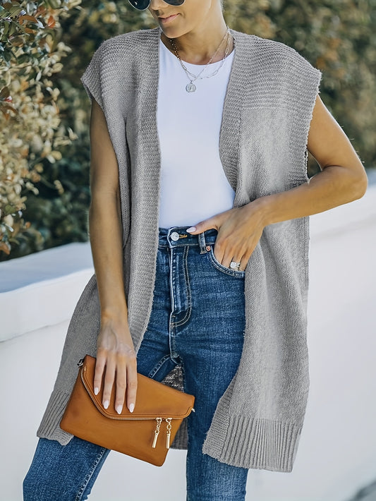  Open Front Cardigan Stretch Vest