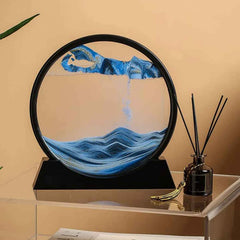 Dynamic 3D Glass Sand Art - Serene Landscape Glass Decor
