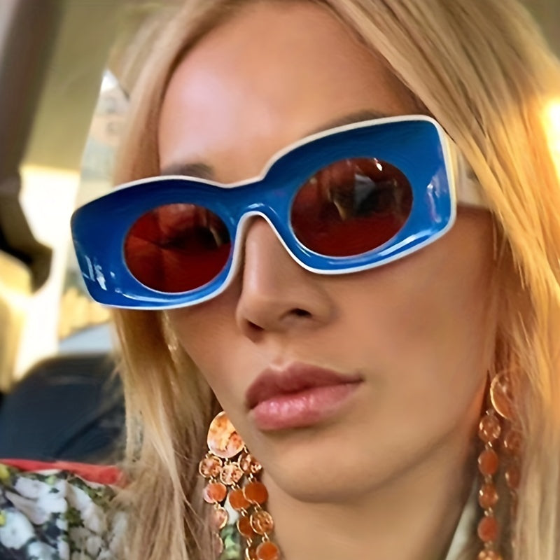 Rectangular Frame Sunshade Sunglasses UV Protection Vintage Hip Hop Eyewear