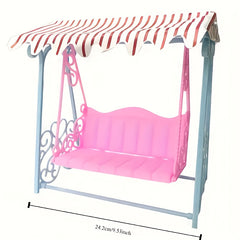 Pink Garden Swing with Striped Canopy Dollhouse Accessory