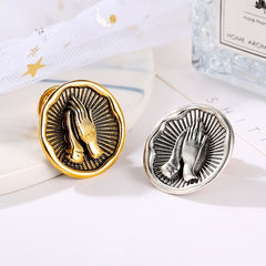 Vintage Mother Of God Prayer Hand Pin