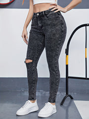  Ripped Button Fly Slim Fit Jeans