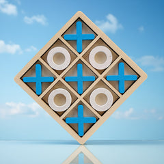 Colorful Wooden Tic Tac Toe Game for Two Players