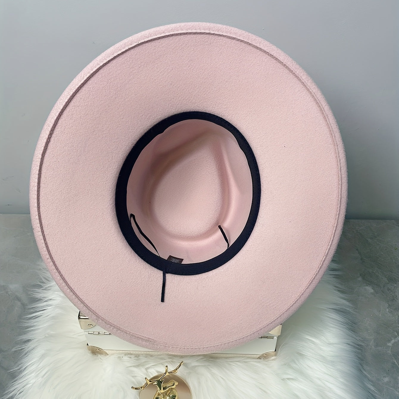 Pink Lace Flower Fedora Felt Hat for Women