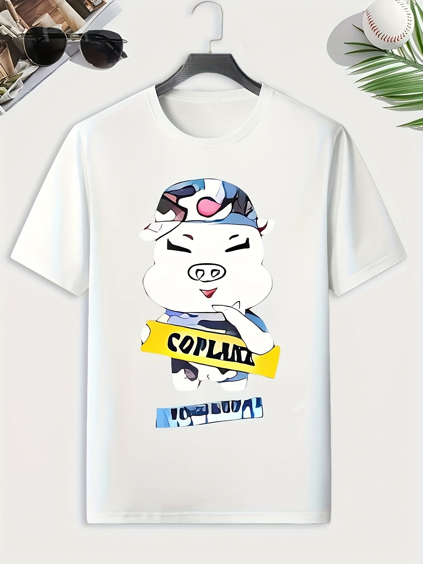 Pig Print Men's Graphic T-shirt for Summer
