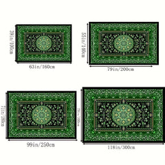 Green Boho Anti Fatigue Kitchen Rugs Absorbent Non Slip Cushioned
