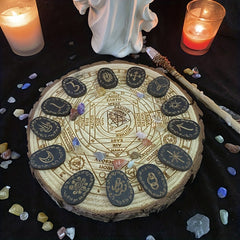 14pcs Wood Runes Stone Set Engraved Rune Symbol For Divination