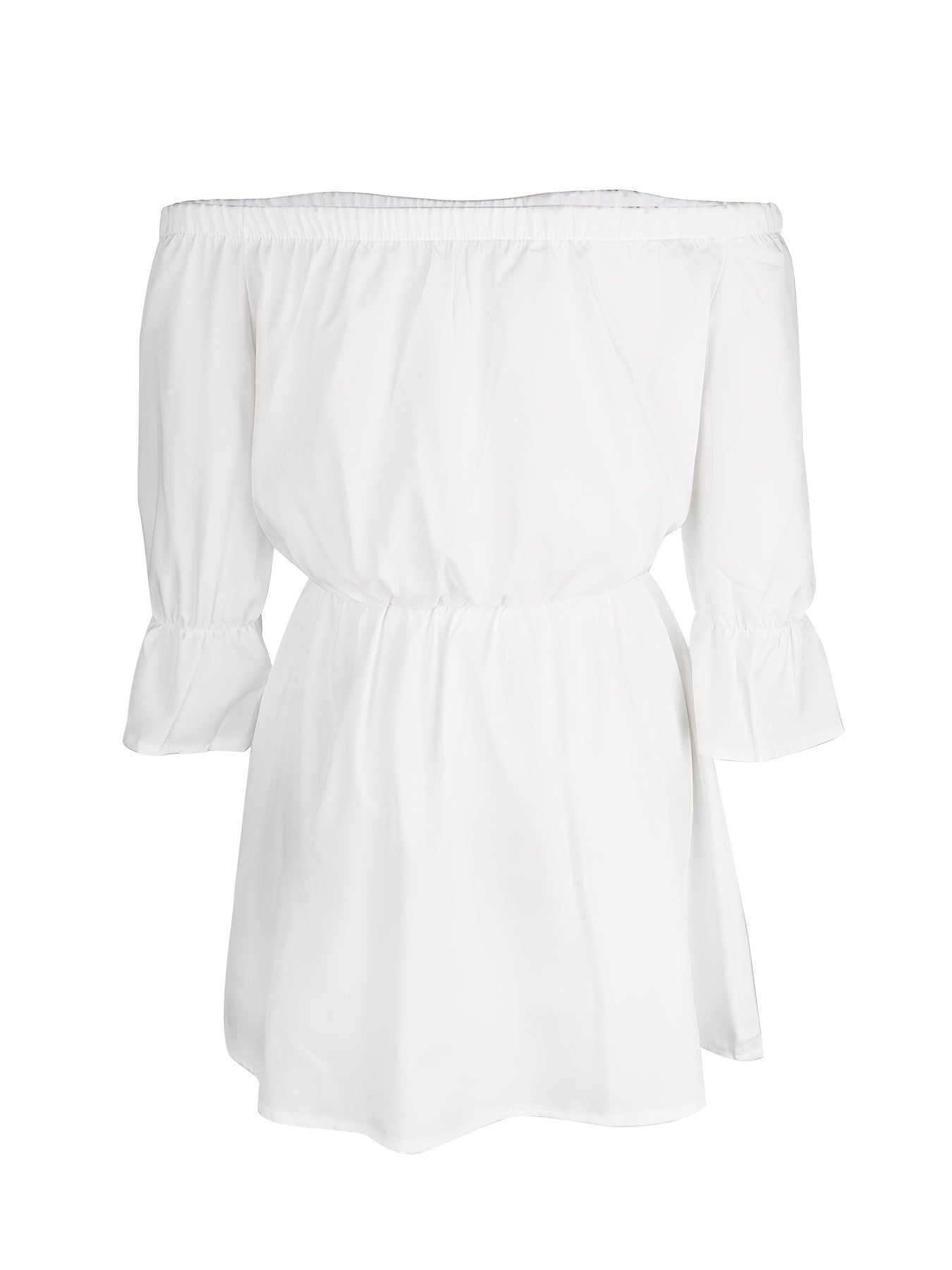 Off Shoulder Lantern Sleeve Dress Casual Summer Pleated Mini Dress