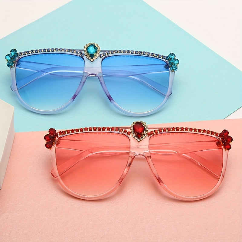 Y2K Large Jelly Sunglasses Funny Rhinestone Decorative Glasses UV400