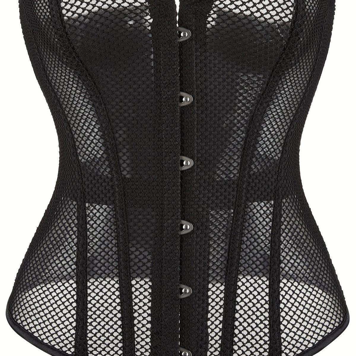 Mesh Strapless Corset Bustier Body Shaper Lace Up Lingerie