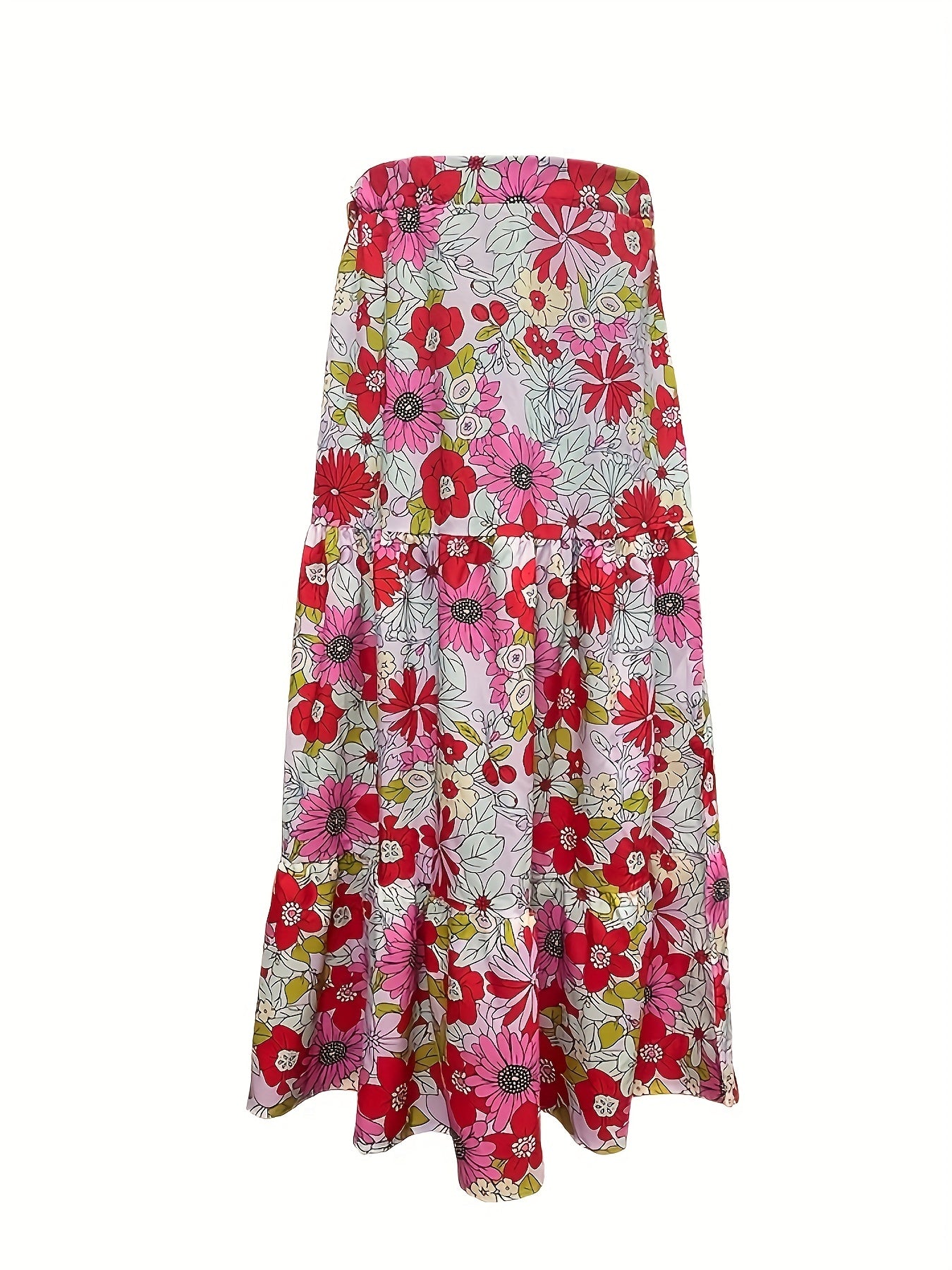  Floral Print Smock Maxi Skirt