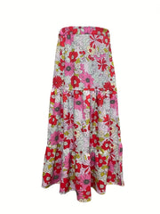  Floral Print Smock Maxi Skirt