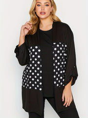  Colorblock Polka Dot Print Cardigan