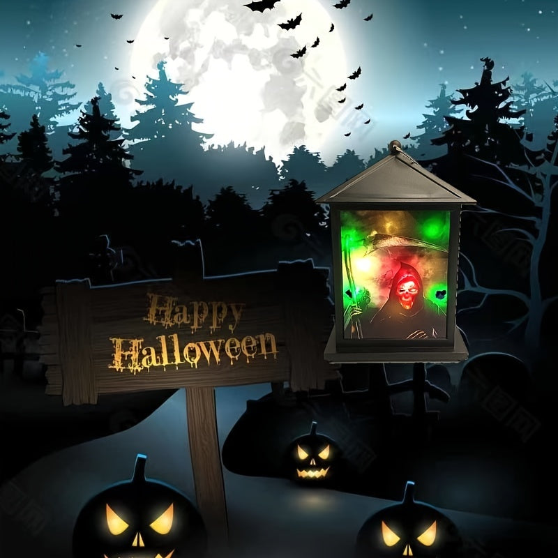 Halloween Dynamic Wooden Carved Wall Decoration Lamp