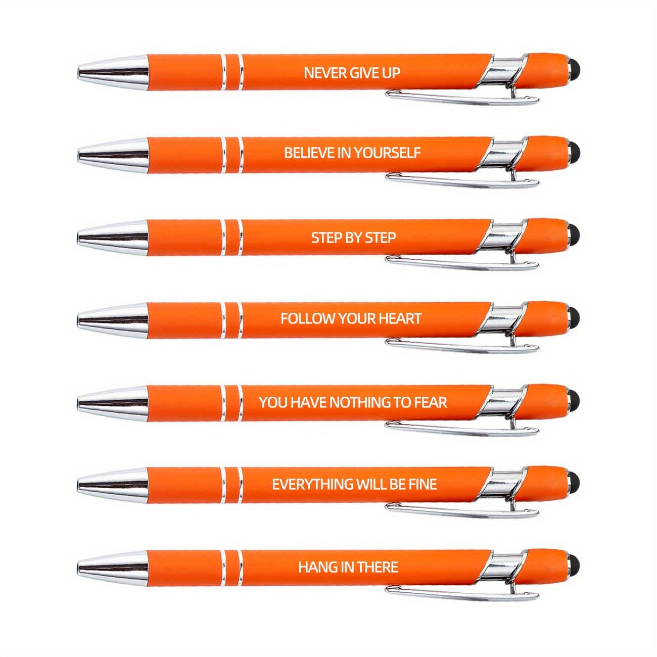 7pcs Metal Ballpoint Pen Inspirational Quotes Touch Screen 2n1 Ink
