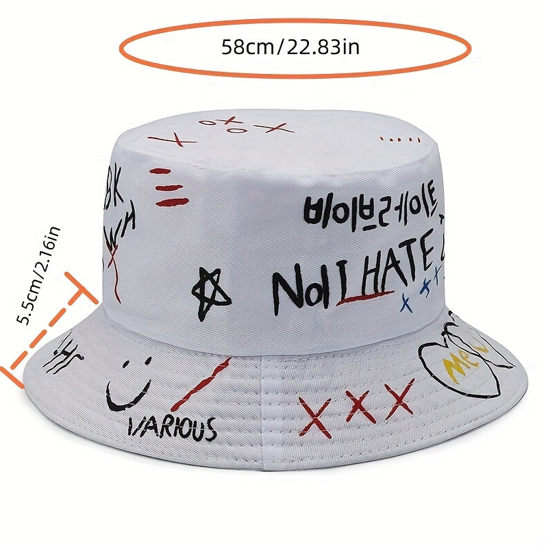 Graffiti Print Bucket Hat for Couples