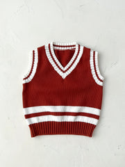 Baby Knitted Vest Kids Cotton Striped V Neck Sweater Top