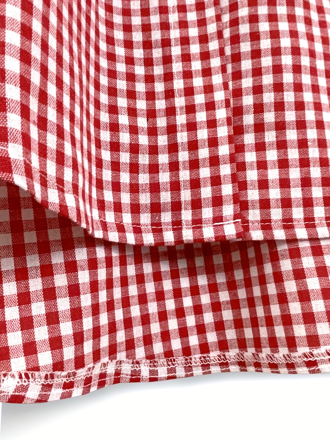  Gingham Print Button Up Long Sleeve Blouse