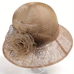 Breathable Organza Sun Hat with Flower Decor Mesh Bucket Hats