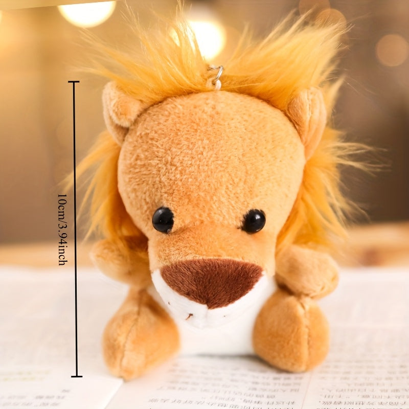 Cute Lion Giraffe Plush Keychain 2pcs