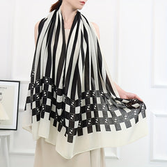 Stripe Print Block Scarf Warm Shawl Windproof Head Wrap