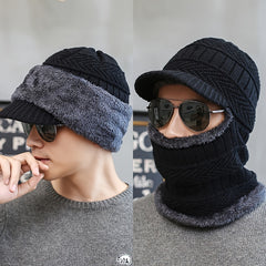 Men's Winter Fleece Beanie Scarf Set