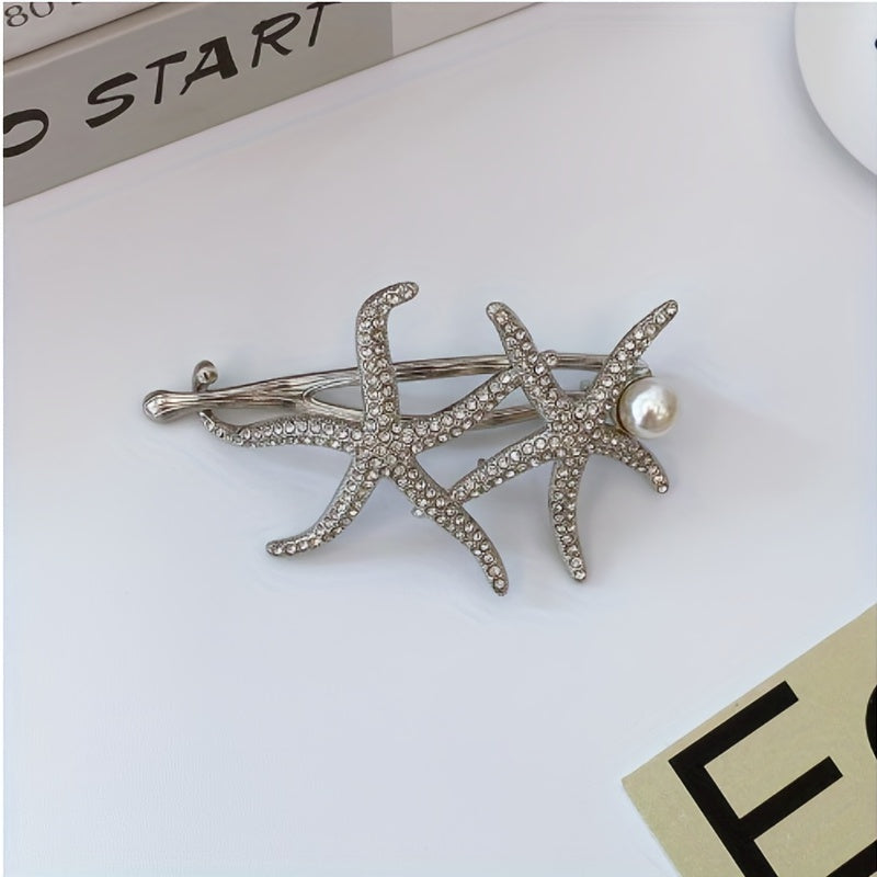 Starfish Rhinestone Hair Clip Set Faux Pearl Hair Accessories