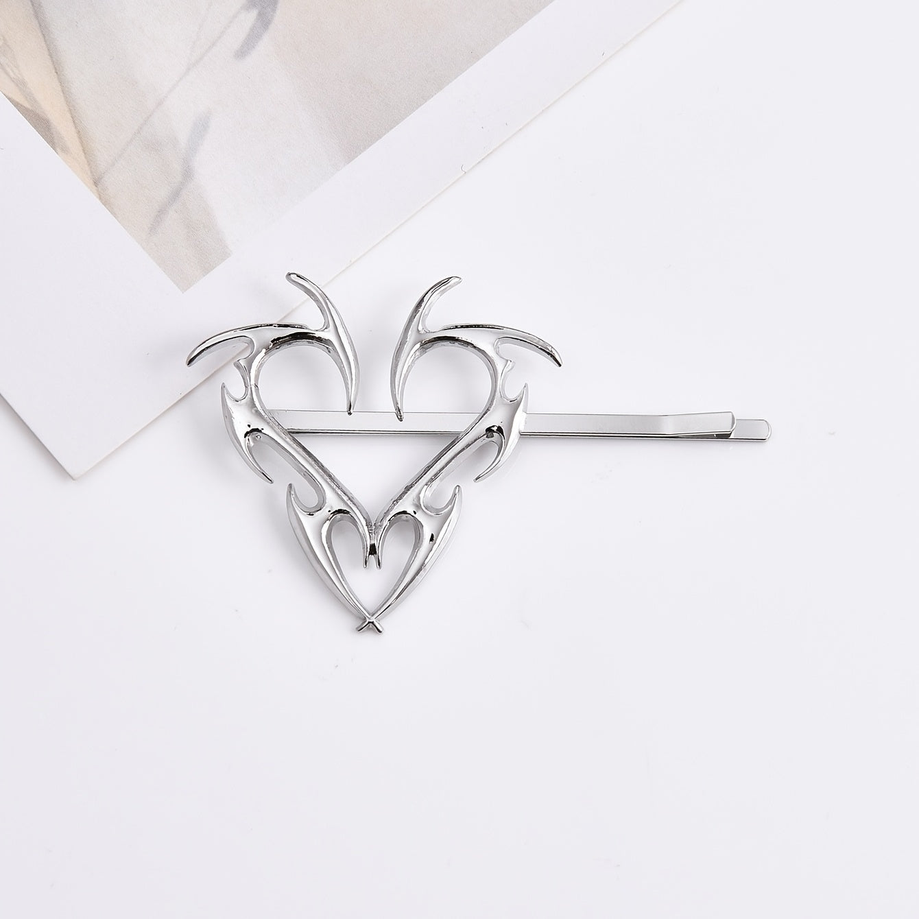 Dragon Dart Hair Clip Cyber Punk Y2K Metal Silver Barrette Hair Accessory