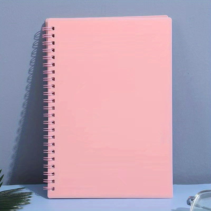 1pc A5 Spiral Notebook Plastic Hardcover 8mm Ruled 358 Sheets Light Pink/Green