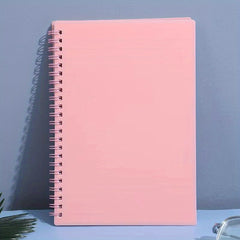 1pc A5 Spiral Notebook Plastic Hardcover 8mm Ruled 358 Sheets Light Pink/Green