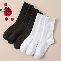 Men's Solid Crew Socks Breathable Comfy Casual Street Style Socks