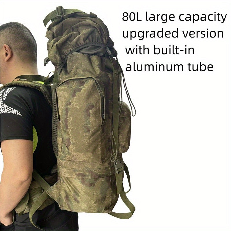 80L Camouflage Camping Backpack Waterproof Lightweight Breathable Canvas Bag