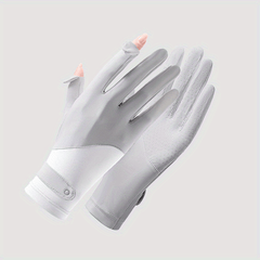 Ice Silk Short Gloves Thin Breathable Sunshade Elastic Flip Gloves For Women