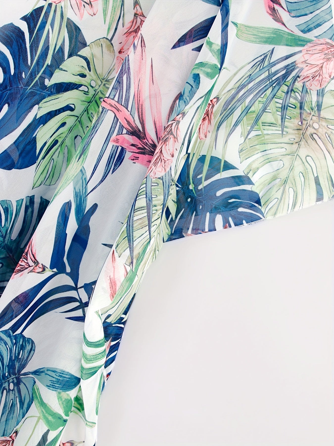  Tropical Print Kimono Cover Up