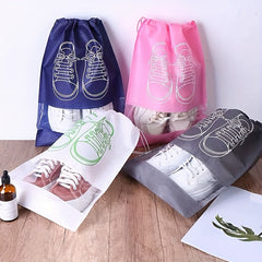 4pcs Travel Shoes Bag Portable Non-woven Storage Bag Drawstring Shoes Bundle Poc