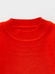Toddler Girl Knitted Sweater Top Lantern Sleeve Pullover Crew Neck Sweatshirt