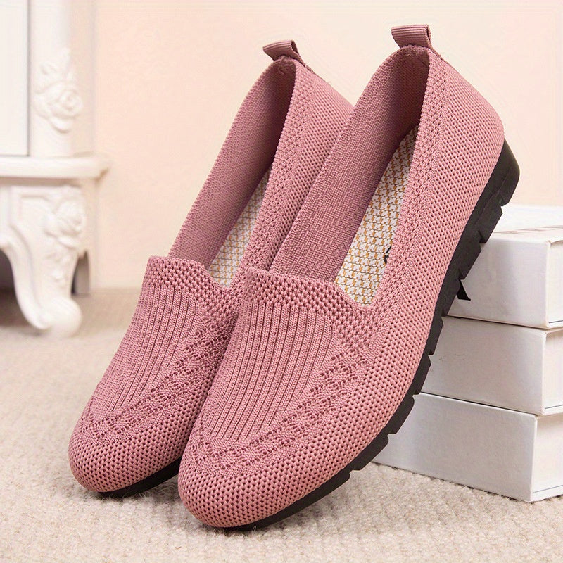 Women's Knitted Solid Loafers Lightweight Non slip Flat Slip On Shoes
