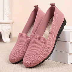 Women's Knitted Solid Loafers Lightweight Non slip Flat Slip On Shoes