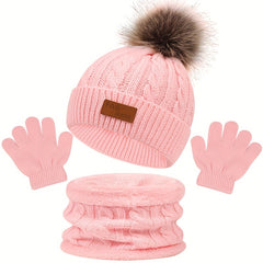 3pcs Children's Winter Scarf Gloves Hat Set for Boys and Girls