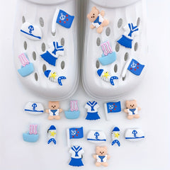 24pcs Navy Series Cartoon Shoe Charm PVC Soft Rubber Shoe Buckle DIY Accessories