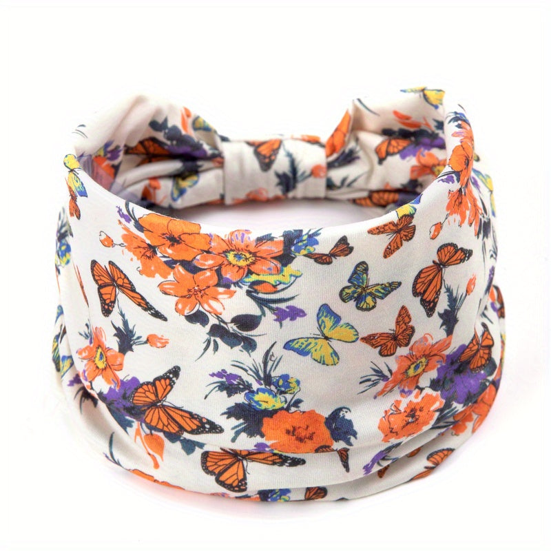 Butterfly Paisley Pattern Headband Widened Knotted Headband