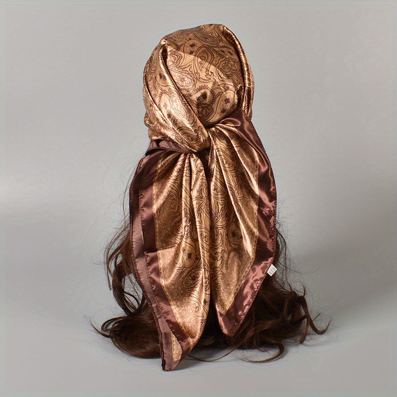 Boho Paisley Silk Square Scarf Head Wrap Bandana