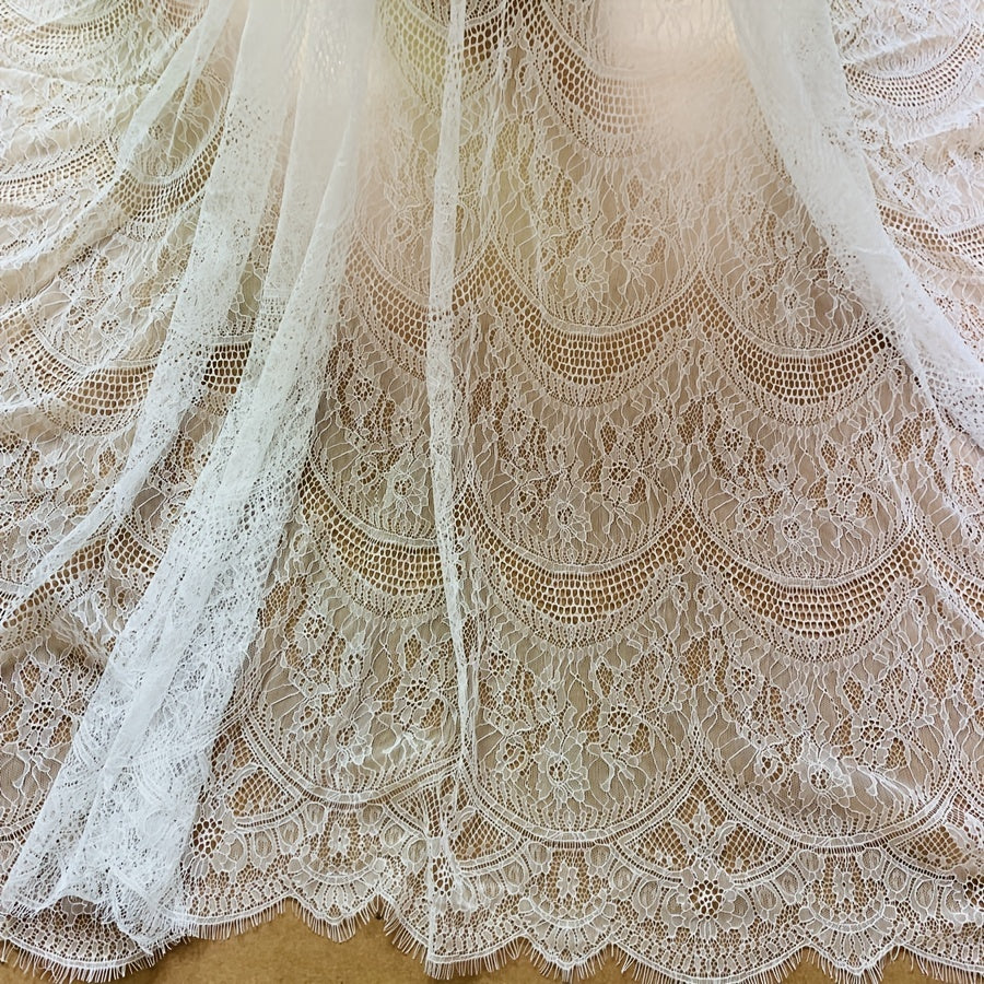 3m Long 1.5m Wide Eyelash Lace Mesh Fabric DIY Tablecloth Curtain Dress Veil