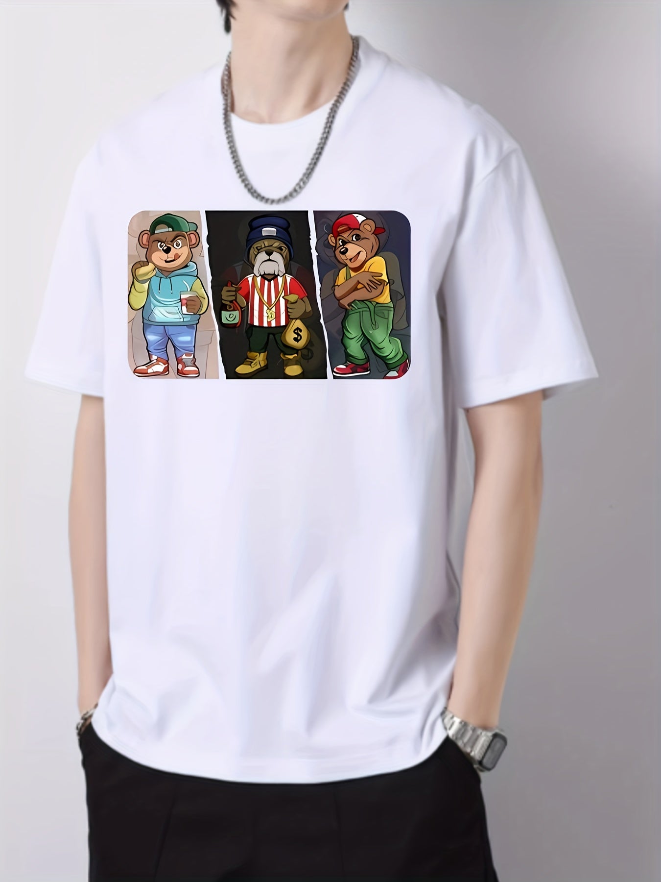 Animal Print Men's Cotton Graphic Crew Neck Active T shirt