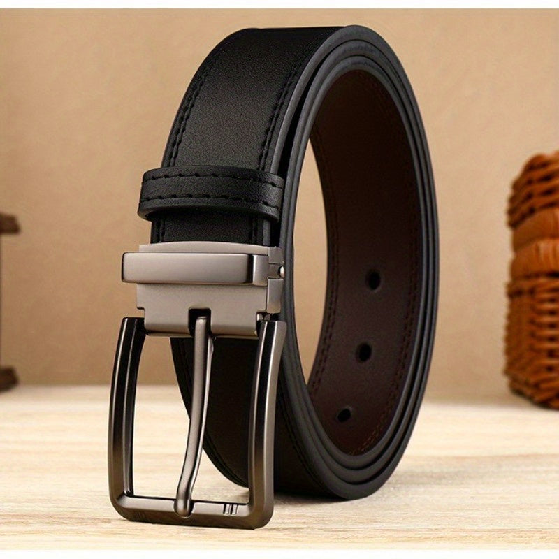 Two-sided Cowhide Men's Leather Belt Classic Alloy Buckle Business Jeans