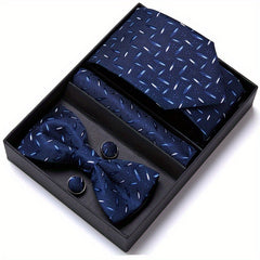 Men's Bow Tie Set 6 piece Set Tie Bow Tie Square Scarf Cufflinks Red Series